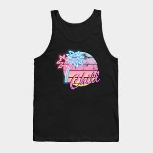 Chill Summer Palms Black Tank Top